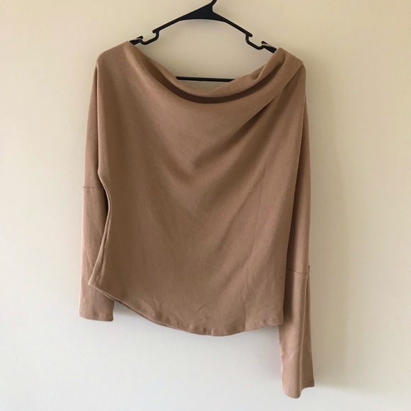 Free People We the Free Fuji Off the Shoulder Thermal Top, Camel Color, EUC - Picture 5 of 16